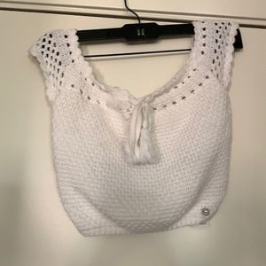 Hollister White Crochet Crop Top